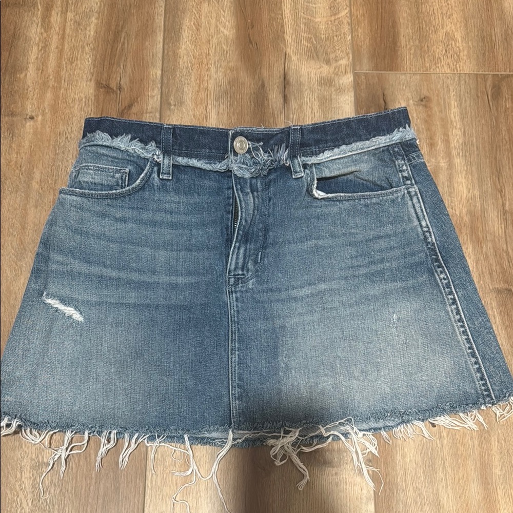 Hudson Denim Frayed Hem Skirt